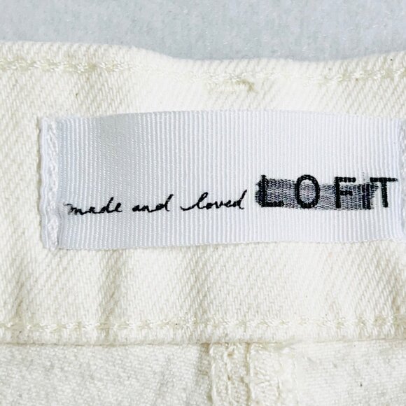 Loft Women's High-Rise Straight-Leg Stretch Cream Denim Jeans Size 31/12 NWOT - Picture 5 of 11